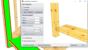 Enkelt urtag med lappfogverktyg (t.ex. för att sammanfoga trappräckesstolpen med steget)